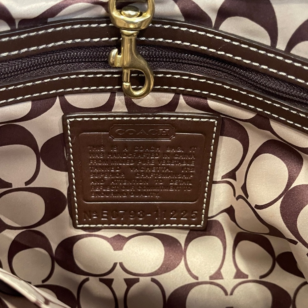 Coach Brown Braided Leather Shoulder Tote with Horsebit Accent - Picture 10 of 13